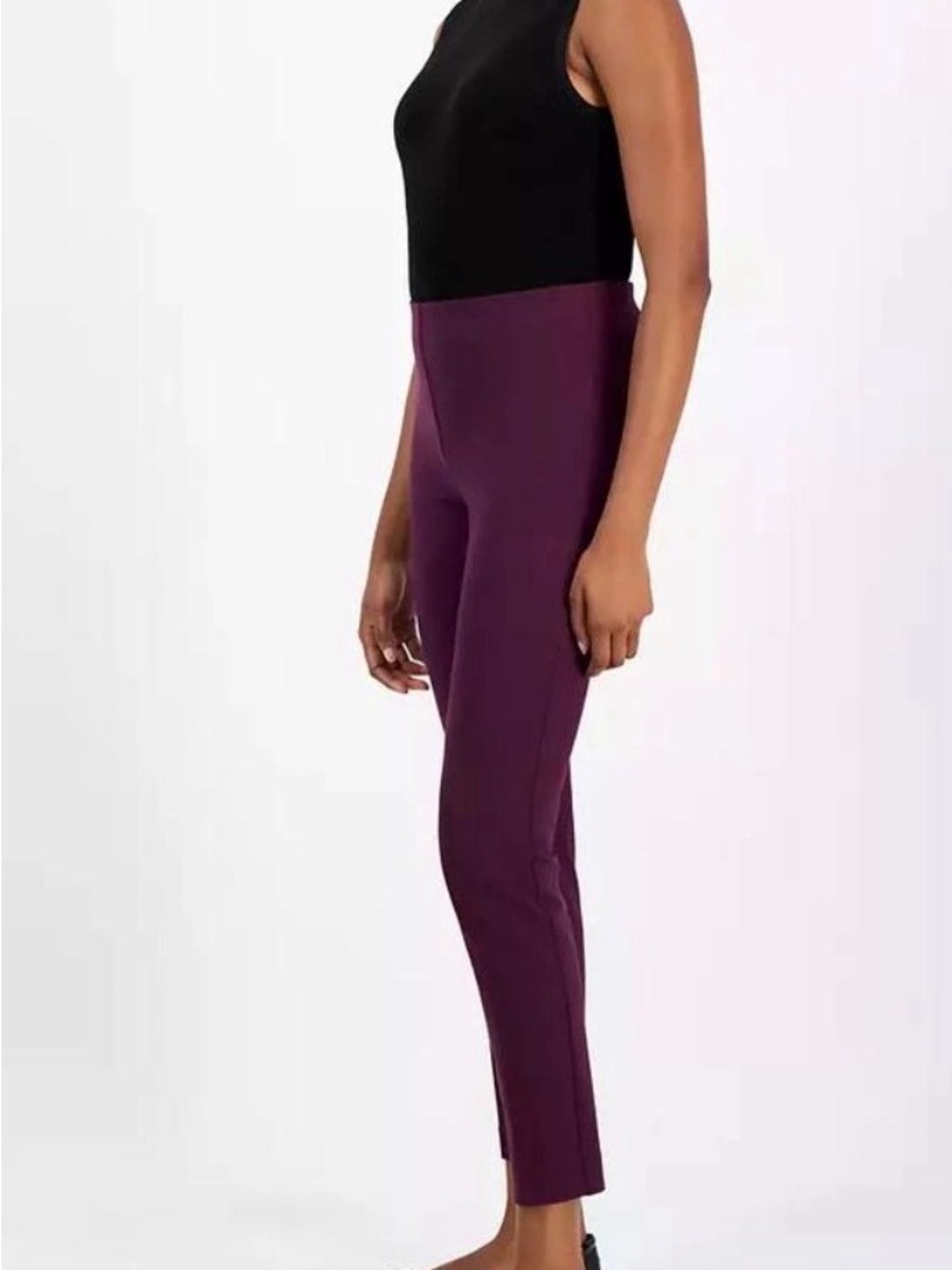 Calvin Klein Slim Ponte High-Waist Pants in Plum